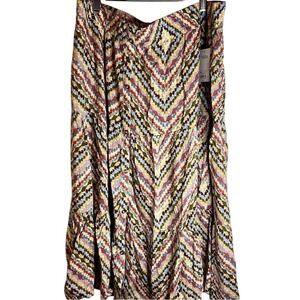 Sonoma Goods For Life Maxi Skirt Womens XXL Multicolor Chevron Boho Button Front